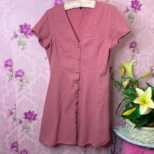 🌷  Vero Moda 🌷 Linen Blend Dusty Rose Button Up Dress